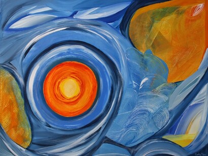 Luisa Prior. Roda do tempo. Acrilico sobre tela.  90 x 70 cm