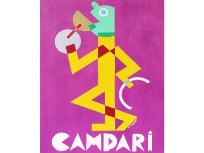 Fortunato Depero, Campari-Omino che beve, 1928, collage, tecnica mista su carta, 49 x 34 cm