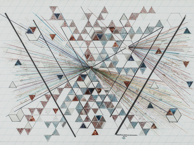 Monir Shahroudy Farmanfarmaian, Untitled, 2012, Felt-tip pen on paper, 70 x 100 cm, Collection of the artist, courtesy The Third Line, Dubai © Monir Shahroudy Farmanfarmaian. Photo: Courtesy of the artist and The Third Line, Dubai
