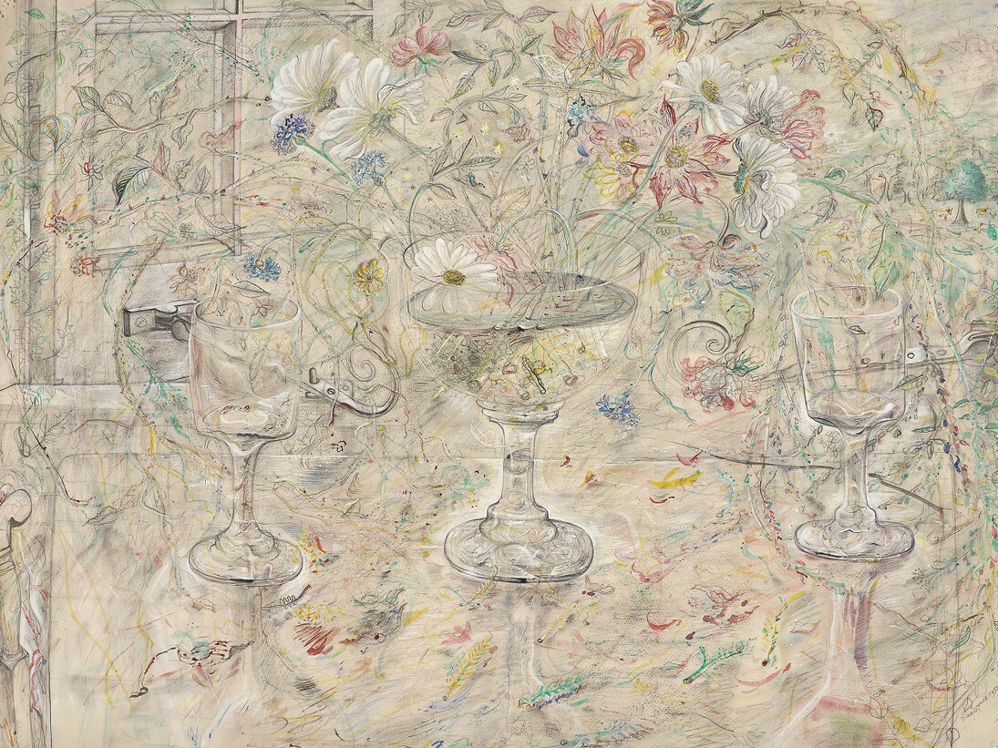 David Jones, Flora in Calix Light, 1950, watercolour, Kettle's Yard, University of Cambridge © Trustees of the David Jones
Estate