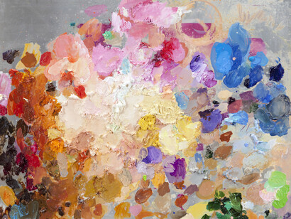 Ida Tursic & Wilfried Mille, Palettes, 2015, oil on offset plate and dibond, 78 x 103 x 0,3 cm, Courtesy of the artist and Galerie Max Hetzler, Berlin | Paris
© Ida Tursic & Wilfried Mille