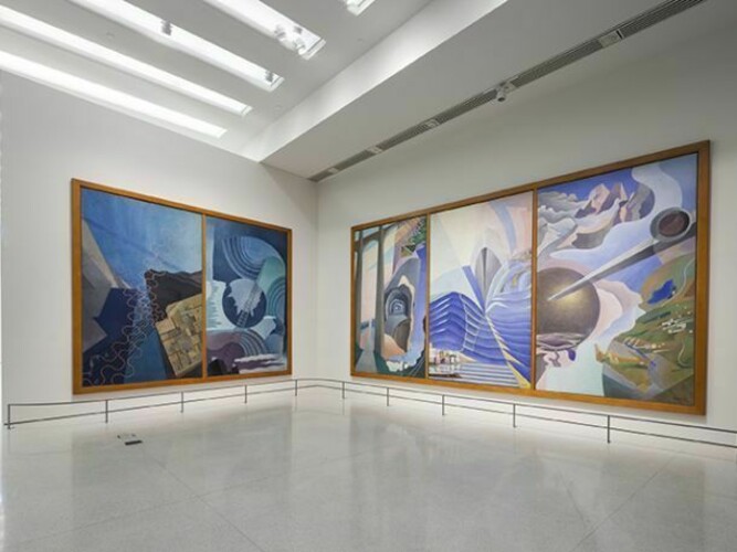 Installation view: Italian Futurism, 1909–1944: Reconstructing the Universe, Solomon R. Guggenheim Museum, New York, February 21–September 1, 2014. Photo: Kris McKay © Solomon R. Guggenheim Foundation