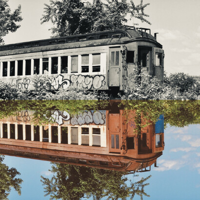 Margaret Innerhofer, Heavy Metal - Train has left the Station, 2023, on the back, archival pigment print on Hahnemühle cotton canvas
109.2x109.2 cm. Edition of 3, © Margaret Innerhofer. Courtesy of Ethan Cohen Gallery