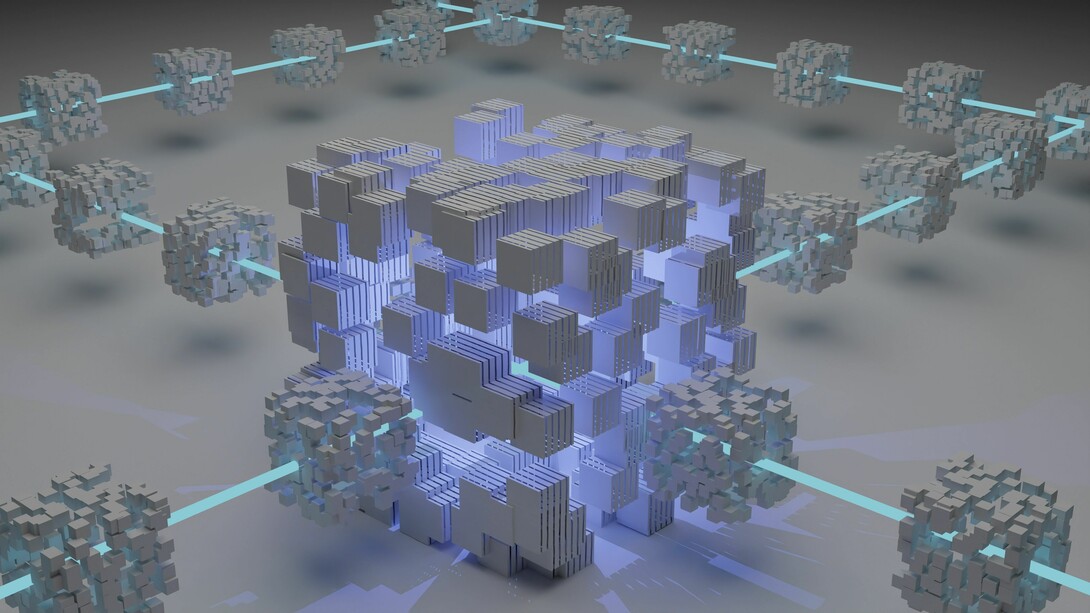 A 3D representation of a blockchain. NFTs are unique digital tokens that use blockchain technology to authenticate ownership and provenance of digital assets
