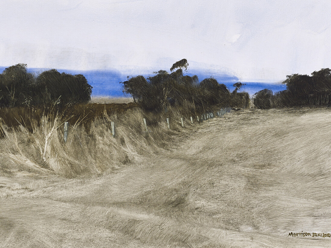 James Morrison, Field Edge, 30.xi.2010, oil on board, 25 x 50 cm