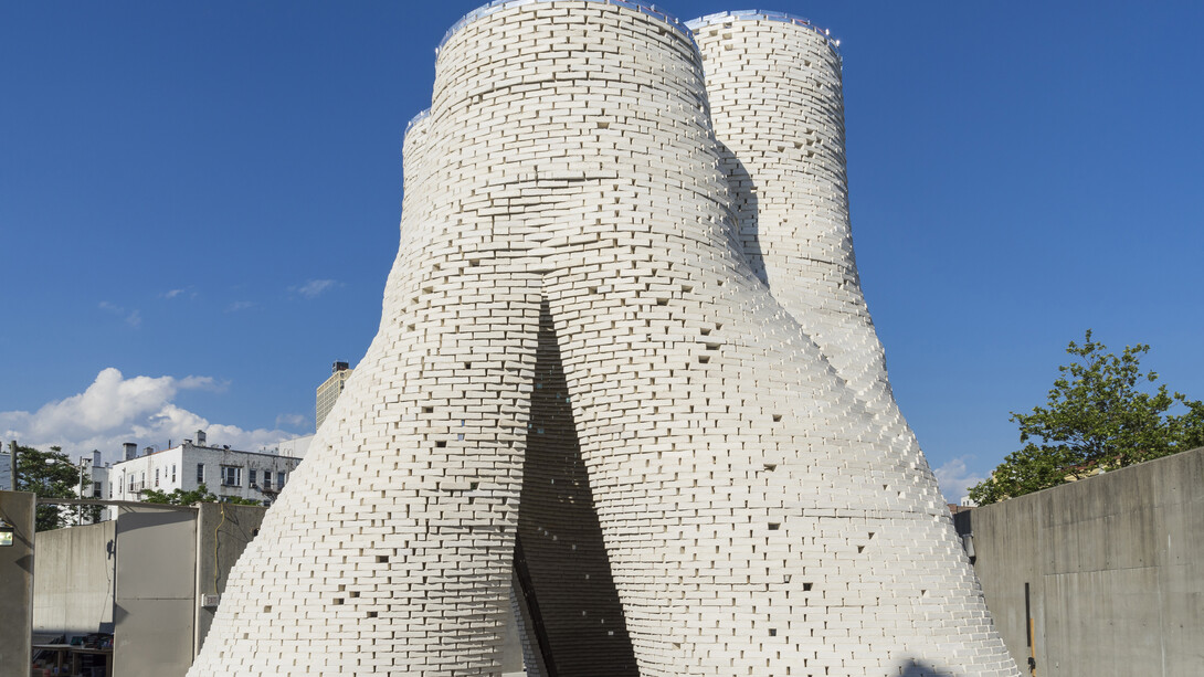 Installation view of The Living’s Hy-Fi, the winning project of The Museum of Modern Art and MoMA PS1’s 2014 Young Architects Program. June 27-September 7, 2014. Photograph by Kris Graves.