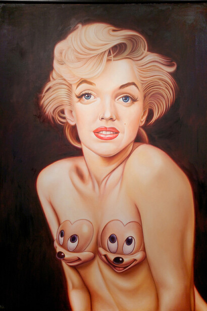 Ron English, Big Eye Marilyn, oil on canvas, 46 x 70 inches (116.84 x 177.8 cm)