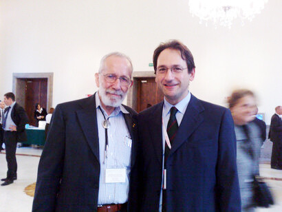 Robin Warren e Ruggero De Maria all'Istituto Superiore di Sanità di Roma