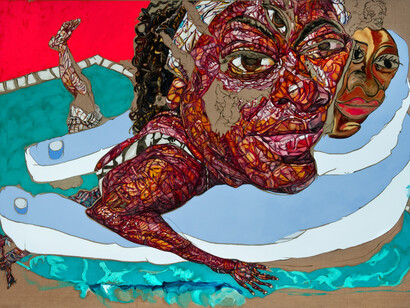 Schandra Singh, "Shelly" 2014. Oil on linen, 79 x 108 in. Courtesy the artist and Thomas Erben Gallery, New York.