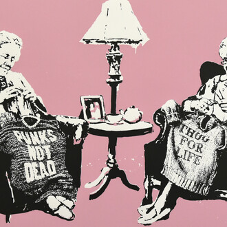 Banksy. Grannies, 2006 . Serigrafia a colori su carta (79/150) / color serigraphy on paper (79/150), 57x76,5 cm. Photo: Artrust SA