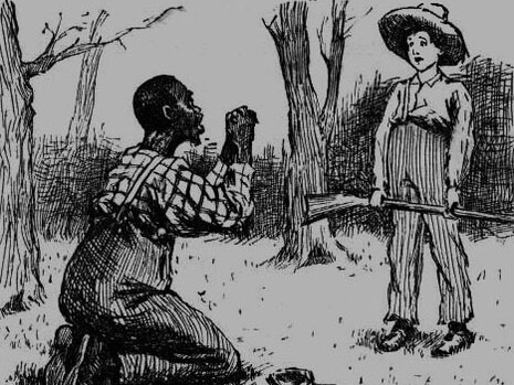 E.W. Kemble’s illustration of Jim and Huckleberry Finn from the 1884 original edition