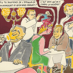 La Nouvelle gastronomie, gouache et encre de chine sur papier, 36 x 29,5 cm, courtesy of galerie Anne Barrault