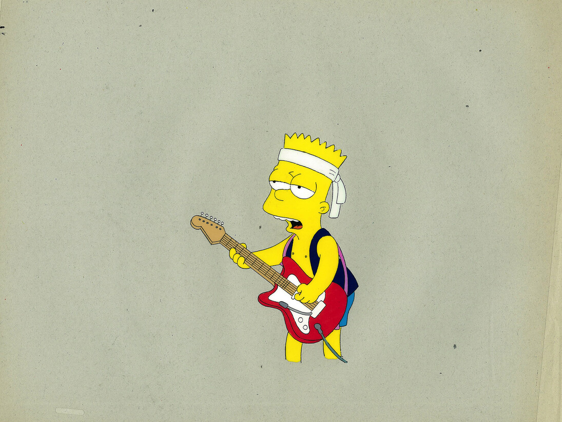 Matt Groening, The Simpsons, Bart plays guitar, 20th Century Fox, USA, Original Production Cels, 33 x 28 cm, 1990’s
