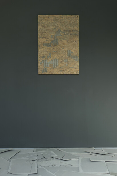 James Lomax. "The form of things to come" 5. OSB and Cement, 2017, 55 x 80 cm 