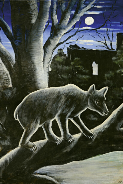 Niko Pirosmani, "Orso nella notte illuminato dalla luna". Il mondo di Pirosmani è anche popolato da animali, dal cinghiale alla capra, dal cervo alla giraffa e all'orso. Molti di questi abitavano le campagne georgiane, ma altri l'artista poteva averli visti solo su alcune pubblicazioni o fotografie