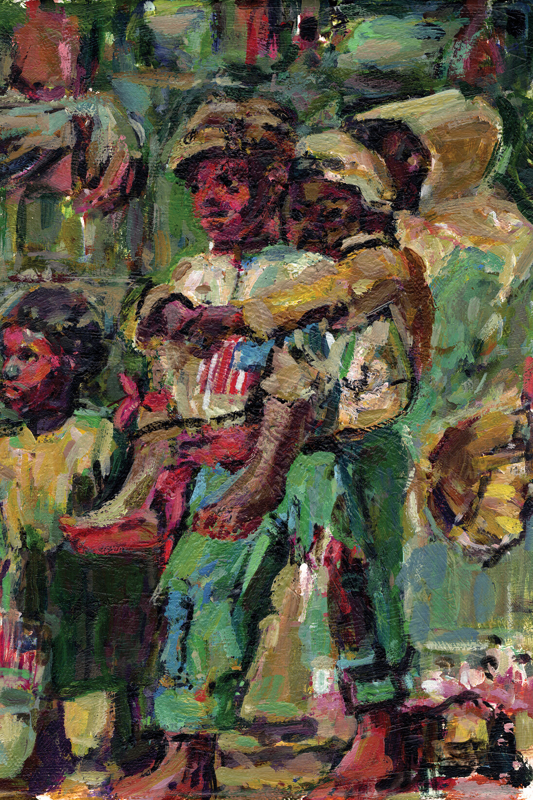 Dressing for the Carnival, Piggyback 1after Winslow Homer, 2014, Acrylic on Canvas, 10 x 8 inches