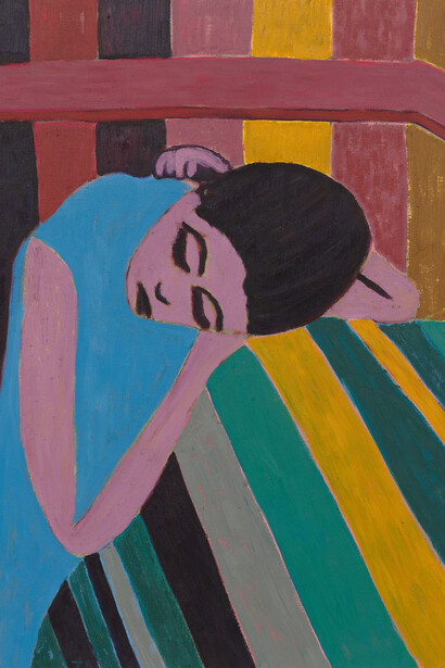 Tal R, Emma in rosa house, 2023. Courtesy of Galerie Max Hetzler