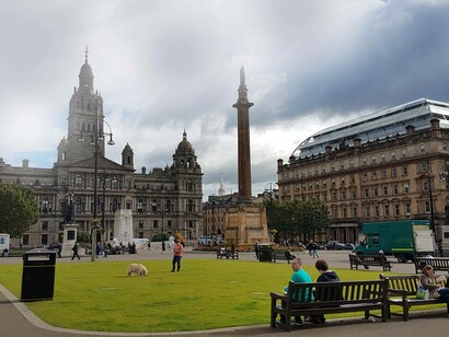 The Glasgow City Chambers dominate central George Square in Glasgow, Scotland