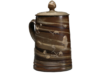 Stoneware with salt glaze, height: 10 1/2 inches. Gift of Frank P. Burnap, 55-77 A,B.