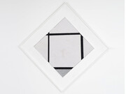Corinne Felgate, Tableau I Lozenge with Four Lines and Grey, 2014, fabric & glitter on board, Image: 113.7 x 111.8cm, Framed: 170 x 168.5cm