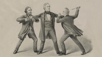 The right man for the right place, drawn by Louis Maurer, published in: American political prints