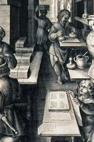 Interno di una tipografia  nella stampa del fiammingo Theodor Galle ( 1571–1633)