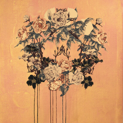 Hannah Maybank, Anne, 2014, Iron and Synthetic Gold and Copper in Watercolour on Linen, 35 1/2 x 29 1/2 in / 90 x 75 cm