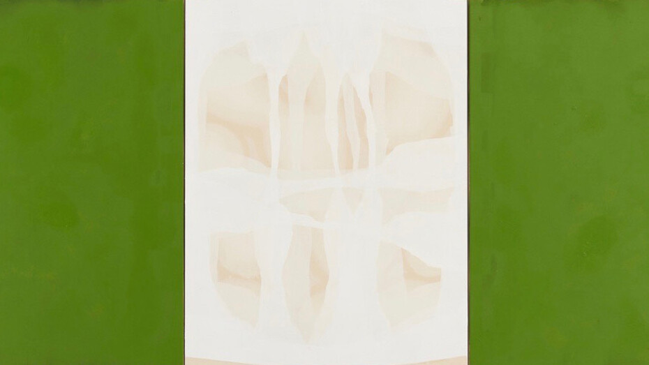 Ian McKeever, “Portrait of a Woman”, 2014-15, oil and acrylic on linen, triptych, 65 x 135 inches