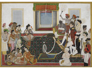 Anonymous Delhi School, Mahadaji Sindhia entertaining a British naval officer and military officer with a Nautch c. 1815-20, Watercolour on paper, 222 x 317 mm, British Library
