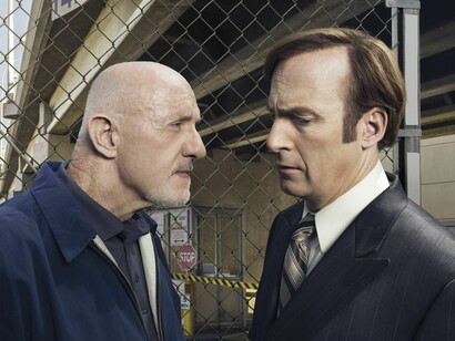 Mike Ehrmantraut (Jonathan Banks) and Saul Goodman (Bob Odenkirk)