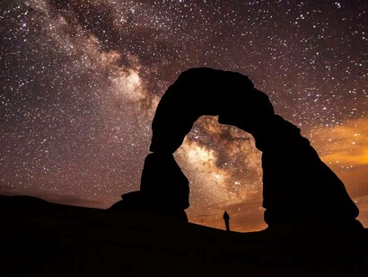The stars of North America in the Arches National Park, Utah, USA