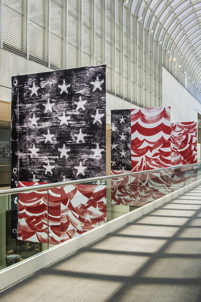 Mark Thomas Gibson, The Banner project, exhibition view. Courtesy of Museum of Fine Arts Boston