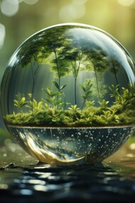 Gros plan sur des arbres à travers un globe en verre