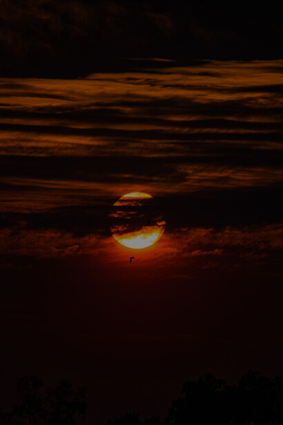 Lua vermelha brilhante no céu