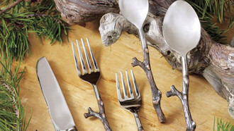 Antique Copper Twig Flatware Set  