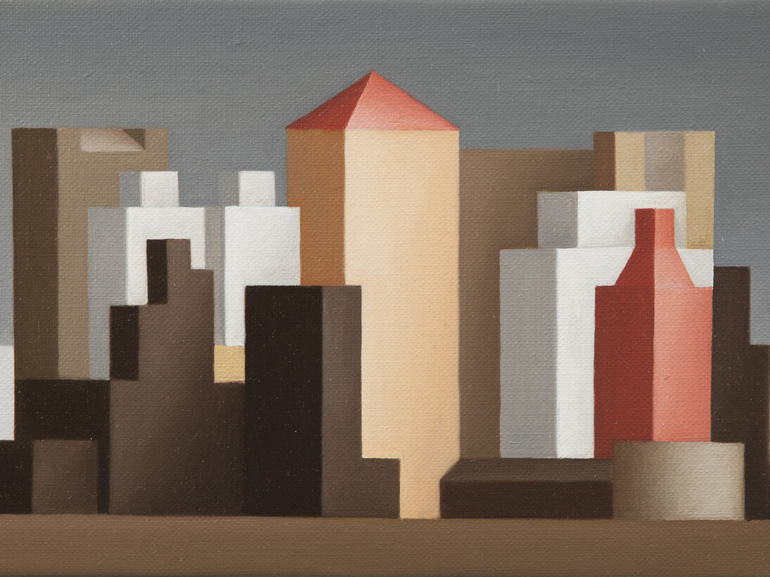 Renny Tait, American Cityscape, 2014, Oil on canvas, 6 x 9 in, courtesy of Flowers Gallery, London and New York
