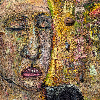 Miriam Beerman, Nothing has Changed (detail), 1999, 69in x 67in, oil on canvas