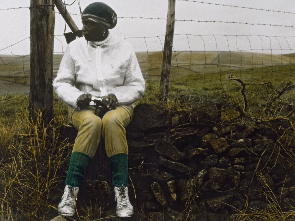 Ingrid Pollard, Photograph from the series Pastoral Interlude 1987, Gelatin silver print, coloured by hand ©Victoria and Albert Museum