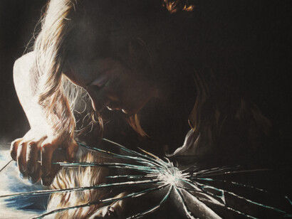 Neve, Narcisus, 50 x 35 cm, crayons on black cardboard