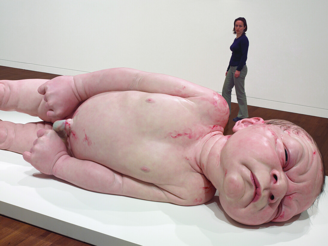 Ron Mueck, A Girl, 2006, acrylic on polyester resin and fibreglas, 110.5 x 134.5 x 501 cm
Purchased 2007 with the assistance of a contribution from F. Harvey, Benoit and Dr. Lynne Freiburger-Benoit, National Gallery of Canada, Ottawa, Photo © NGC
