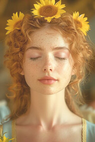 A Renaissance portrait depicts a woman embodying the essence of the sun goddess, symbolizing the transformative power of feminine energy