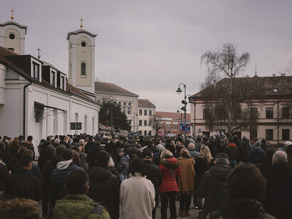 Čačak, Serbia, january 26, 2025: Citizens protest the Novi Sad canopy collapse that killed 15 people, joining student-led demonstrations demanding accountability