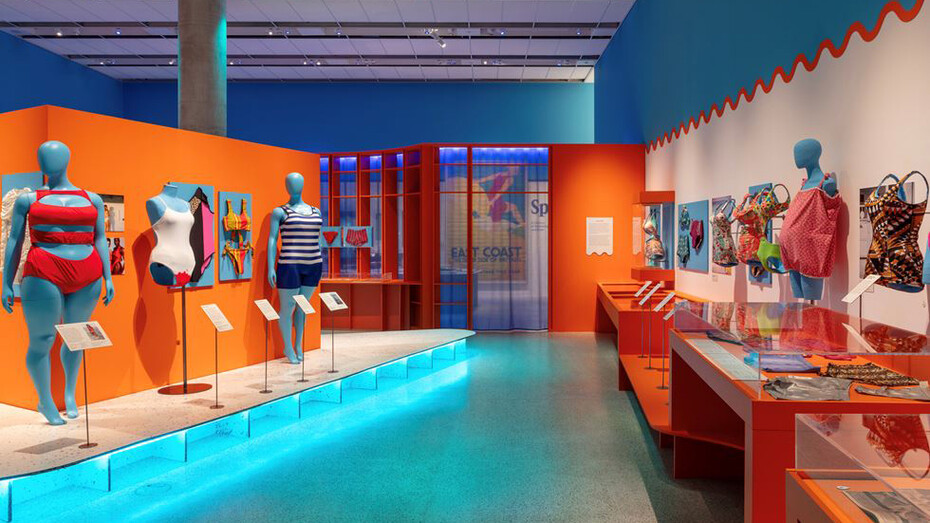 Splash! A century of swimming and style, exhibition view. Courtesy of the Design Museum
