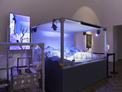 Neïl Beloufa, Humanities, Ausstellungsansicht. Mit freundlicher Genehmigung der Kunsthalle Basel