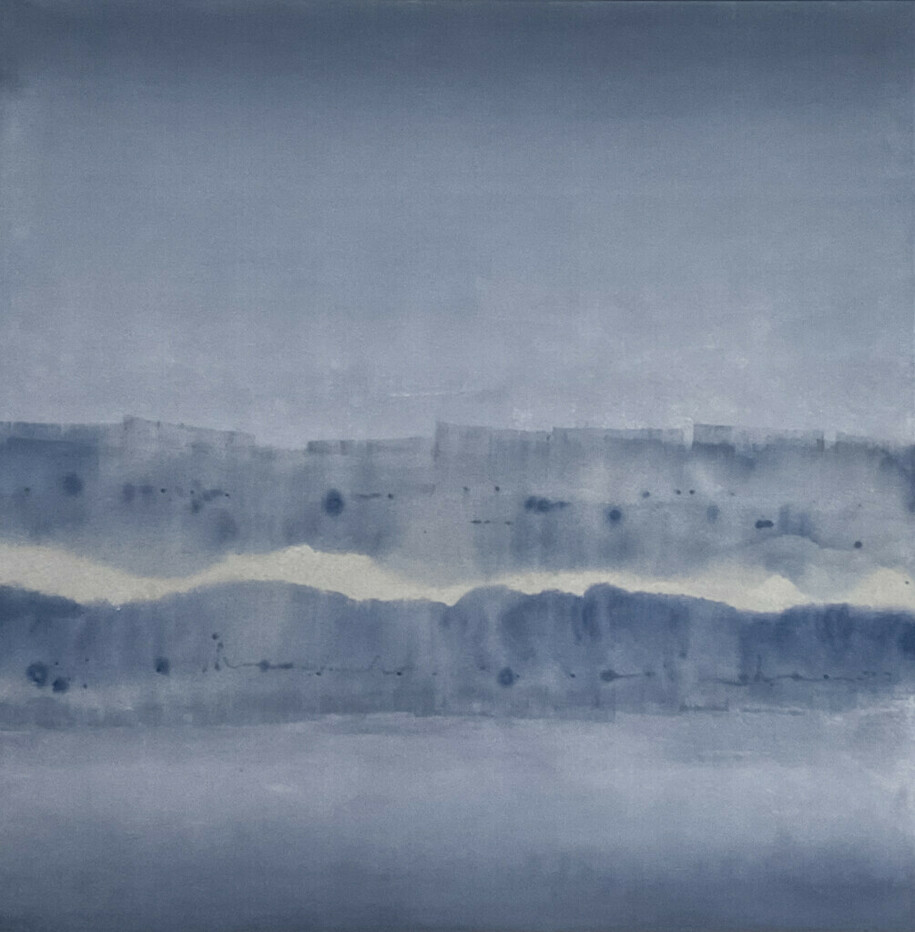 Laura Manuel, Away, Acrylic and Sand on Canvas 48 x 48"