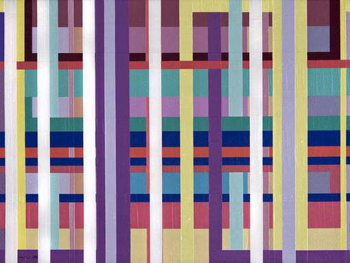 Trial No. 131, The Fibonacci Numerical Sequence, acrylic on canvas, 100 x 188 cm. Courtesy of Ayyam Gallery