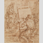 San Lucas pintando a la Virgen, 1567 - 1572. Aguada, Lápiz, Pluma, Tinta parda sobre papel agarbanzado, 264 x 214 mm. Courtesy of Museo del Prado
