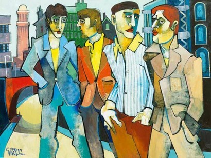 Geoffrey Key, City Meeting, 2012, oil on canvas, 91.5 x 122 cm, 36 x 48 in