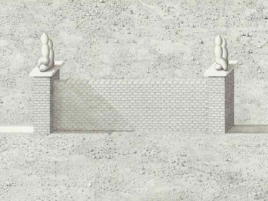 Paul Noble, A Wall is a Path, 2011, Pencil on paper, 31 1/8 x 60 inches unframed  (79 x 152.4 cm)