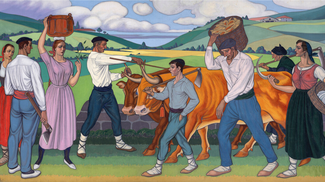 José Arrue, Campesinos (detalle), c. 1925. Cortesía del Museo de Bellas Artes de Bilbao